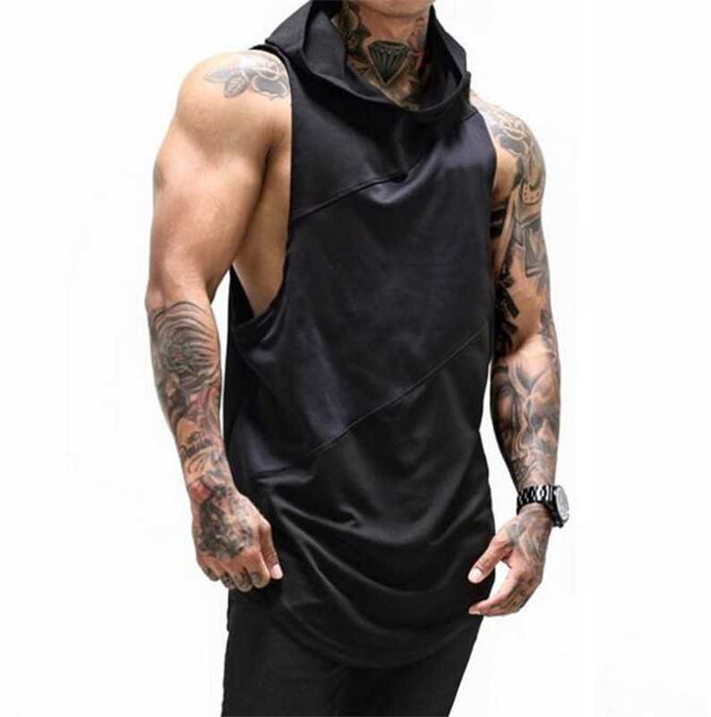 Brand Clothing Bodybuilding Muscle Guys Fitness Mens Gym Hooded Tank Top Vest Stringer Sportswear Cotton Sleeveless Shirt Hoodie