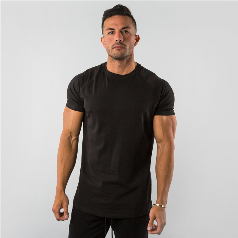 New Fashion Plain Tops Tees Fitness Mens T Shirt Short Sleeve Muscle Joggers Bodybuilding Tshirt Male Gym Clothes Slim Fit Shirt