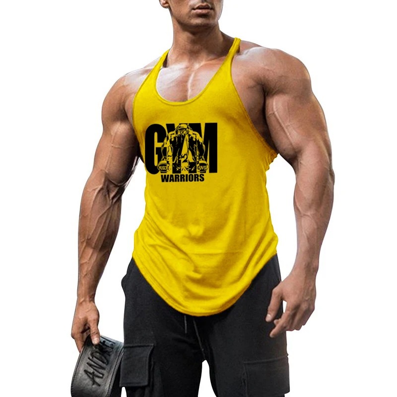 Gym Stringer Tank Top Men Cotton Clothing Bodybuilding Sleeveless Shirt Y Back Fitness Vest Summer Muscle Singlets Workout Tank
