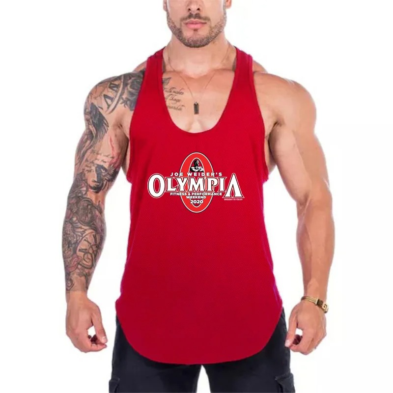 Men Summer Gym Clothing Fitness Sports Stringer Tank Top Men Bodybuilding Vest Running Vest Workout Sleeveless Shirt O-neck